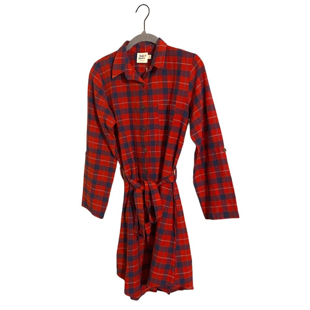 Mata Traders Sabina‎ Flannel Shirt Dress Red Small NWT